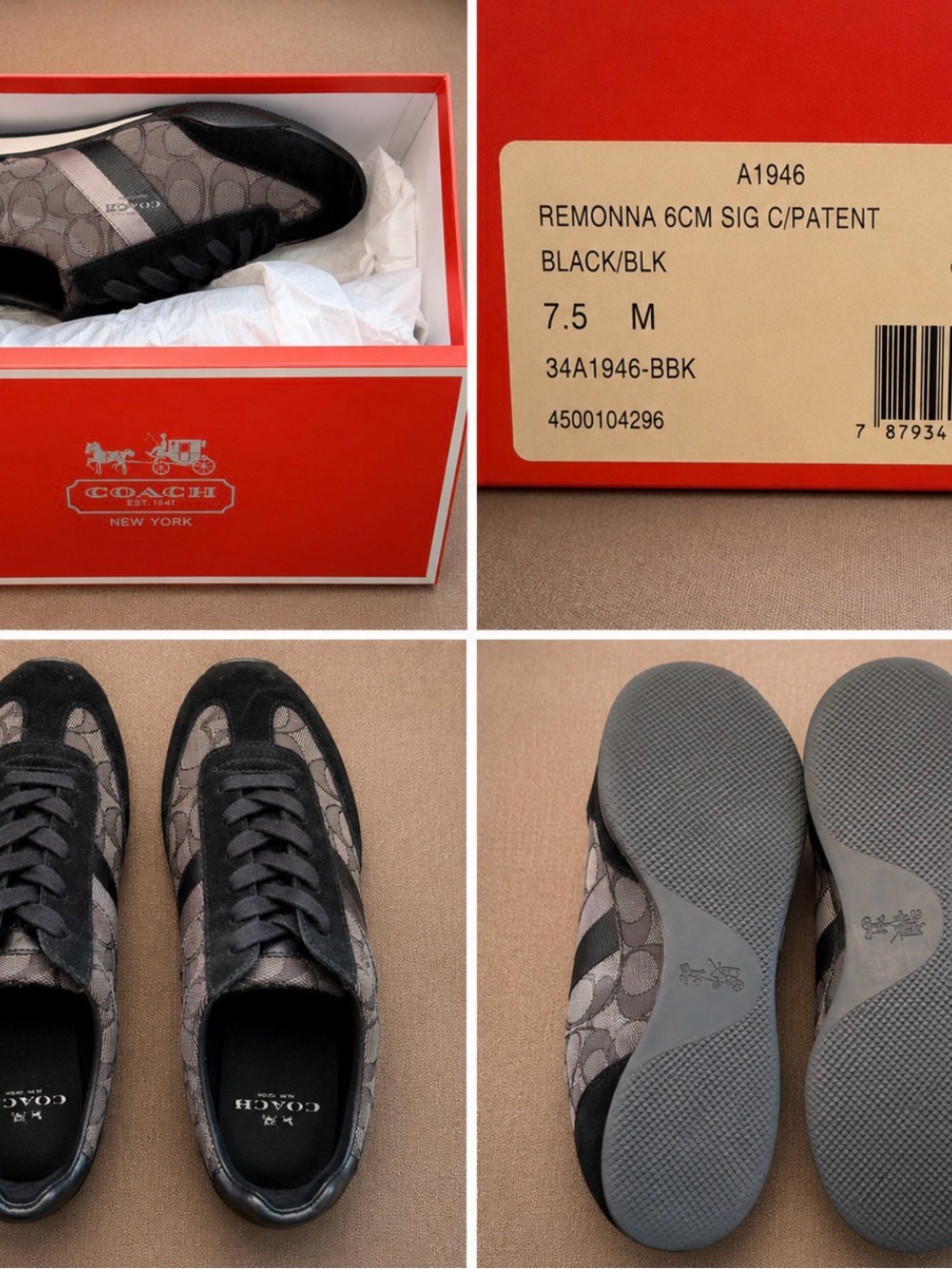 Coach Black and Gray Remonna Low-Top Sneakers